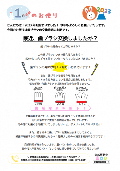 最近歯ブラシの交換しましたか？ | お便り