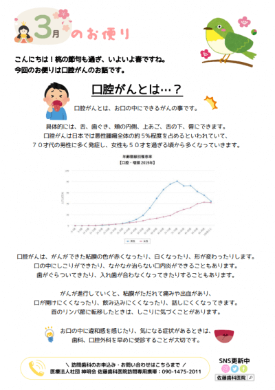 口腔がんとは…？ | お便り